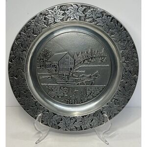Pewter Plate Wilton 1982 Horse Drawn Sleigh Christmas Tree Mill Columbia PA